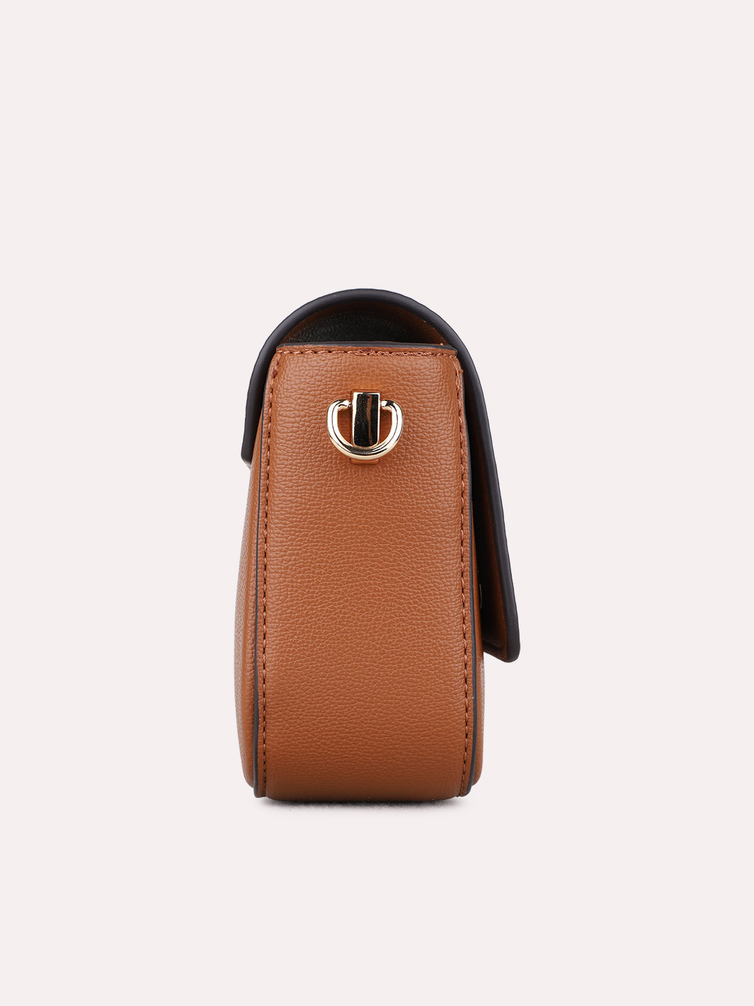 Womens Tan Sling Bag With Magnet Lock For Party Use