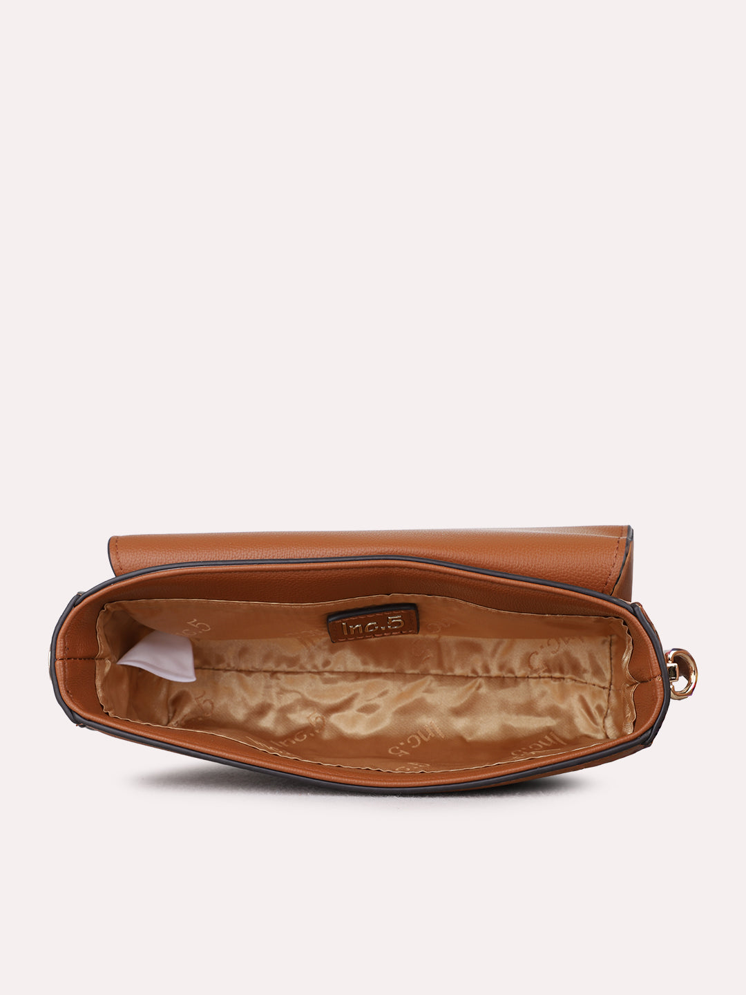 Womens Tan Sling Bag With Magnet Lock For Party Use