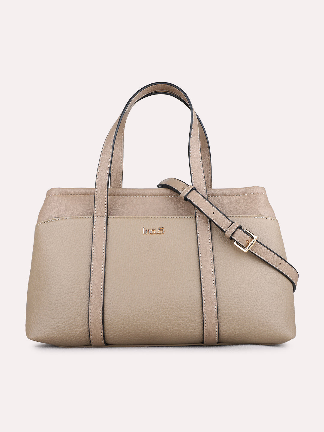 Womens Taupe Hand Bag With Zip Lock For Casual