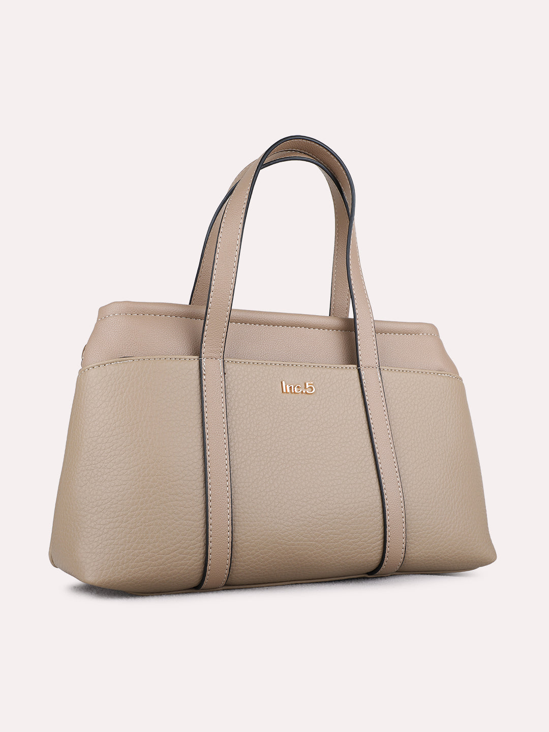 Womens Taupe Hand Bag With Zip Lock For Casual