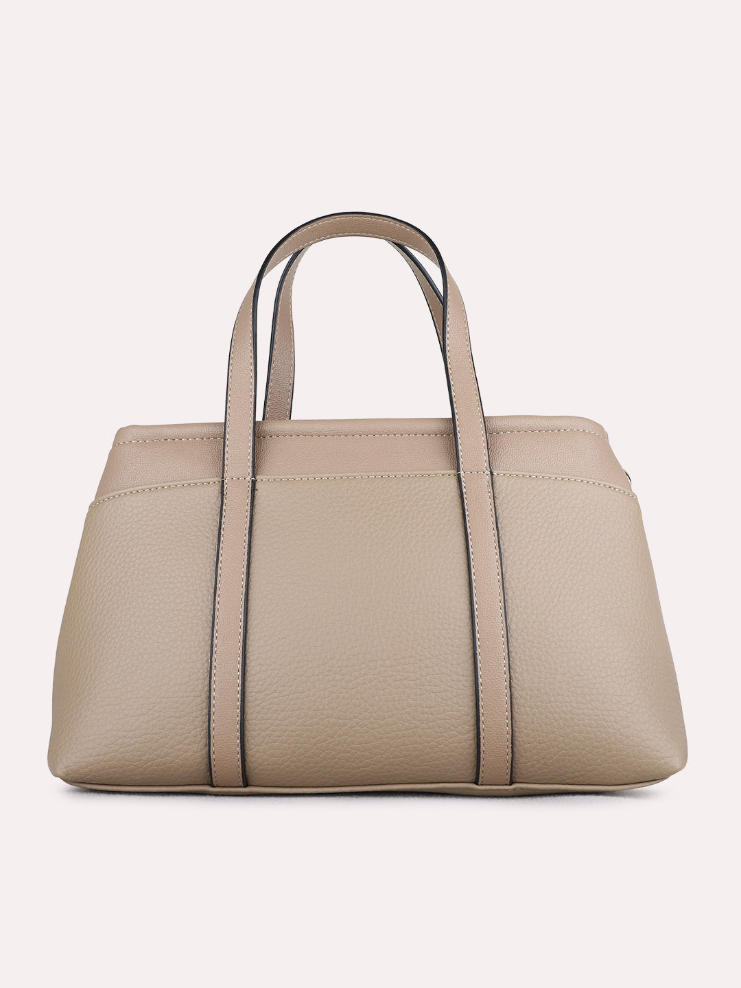 Womens Taupe Hand Bag With Zip Lock For Casual