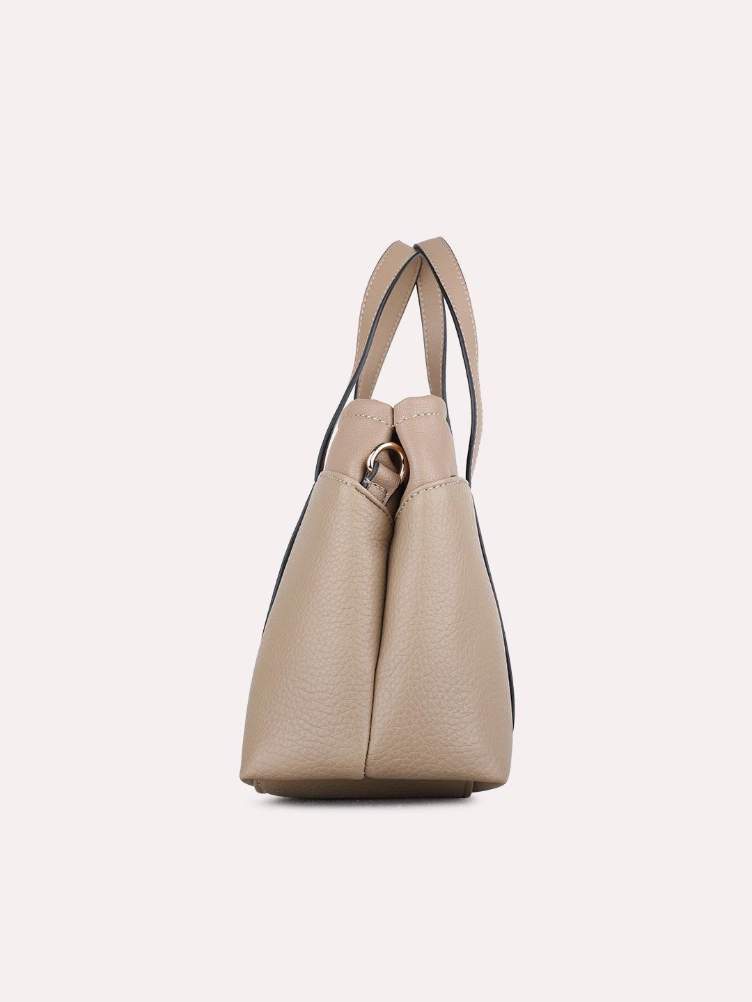 Womens Taupe Hand Bag With Zip Lock For Casual
