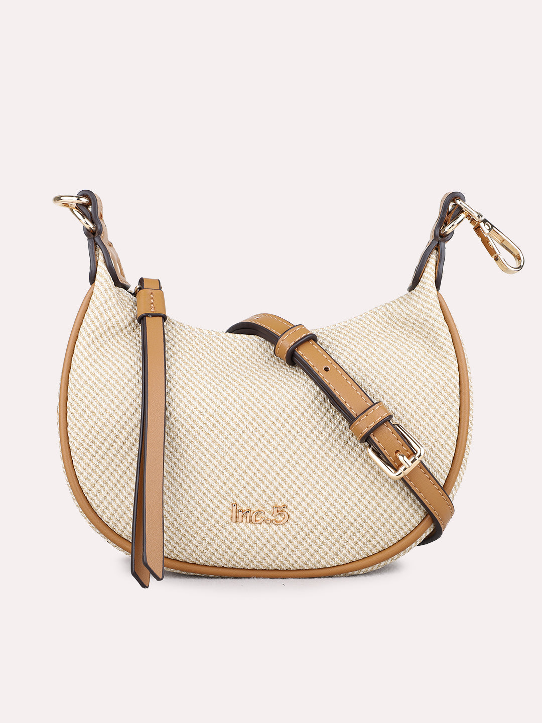 Womens Beige Shoulder Bag With Others Lock For Party Use