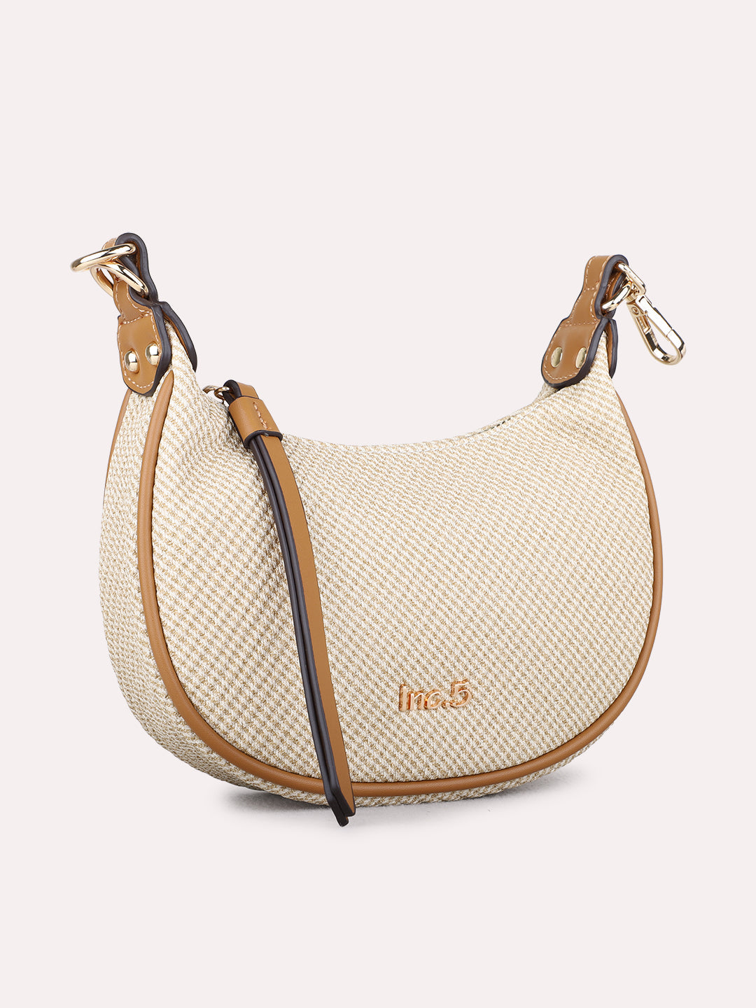 Womens Beige Shoulder Bag With Others Lock For Party Use