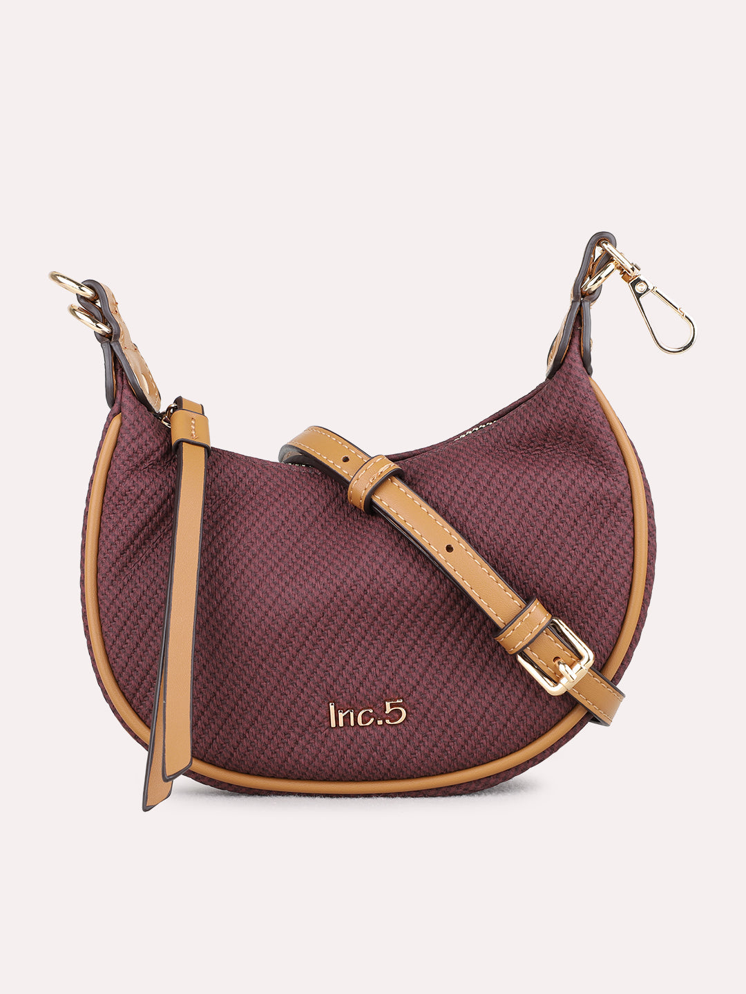 Womens Burgundy Shoulder Bag With Others Lock For Party Use