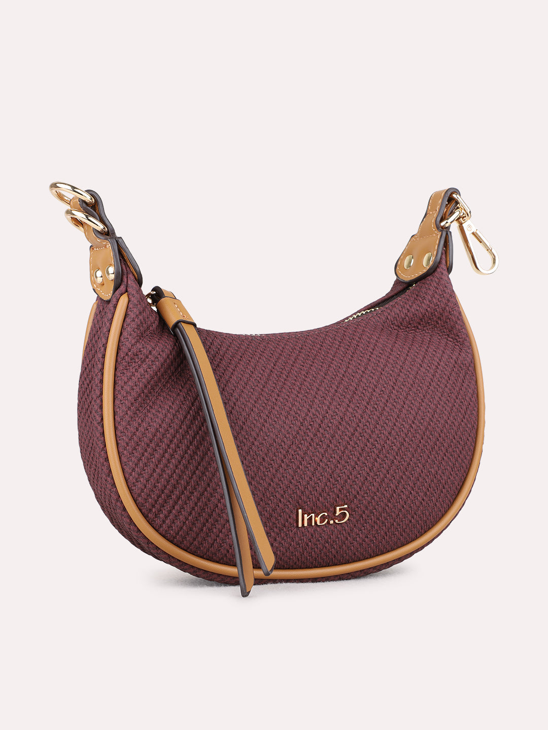 Womens Burgundy Shoulder Bag With Others Lock For Party Use