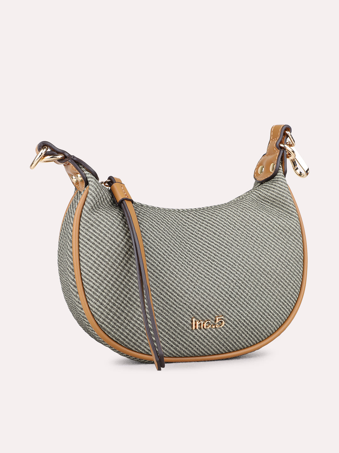 Womens Khaki Shoulder Bag With Others Lock For Party Use