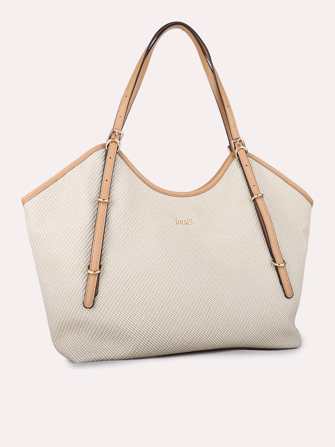 Womens Beige Shoulder Bag With Zip Lock For Party