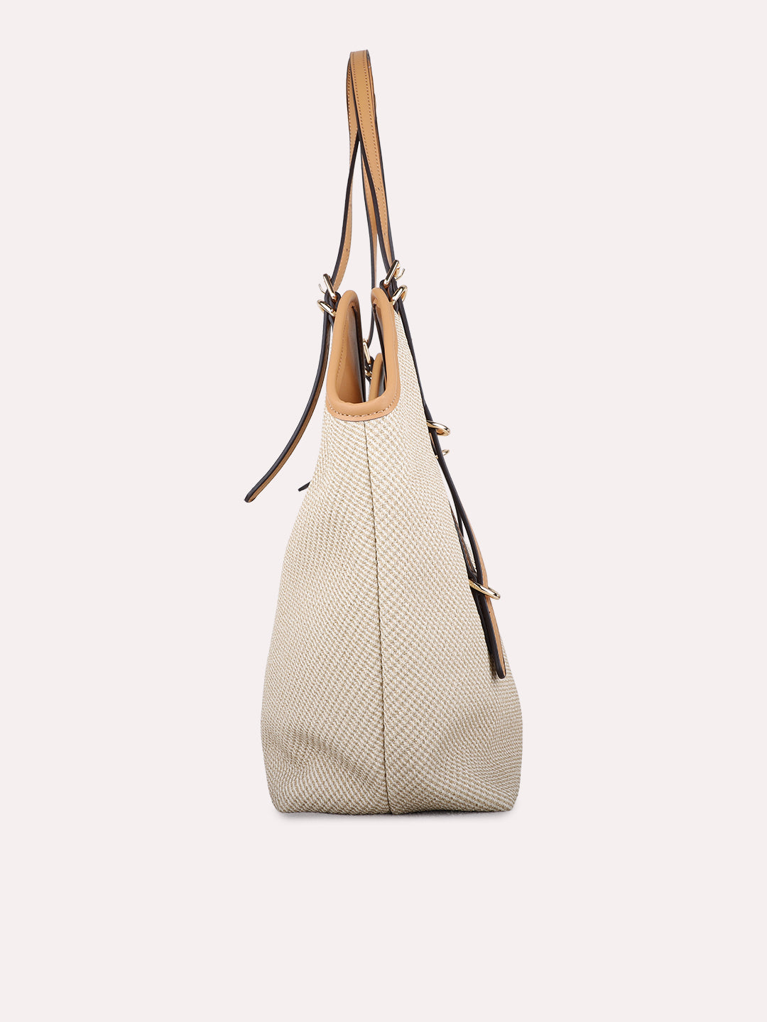 Womens Beige Shoulder Bag With Zip Lock For Party
