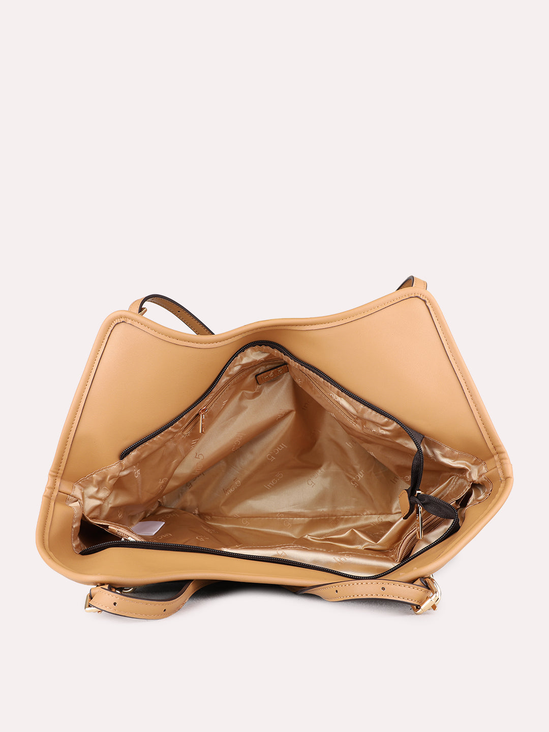 Womens Khaki Shoulder Bag With Zip Lock For Party Use