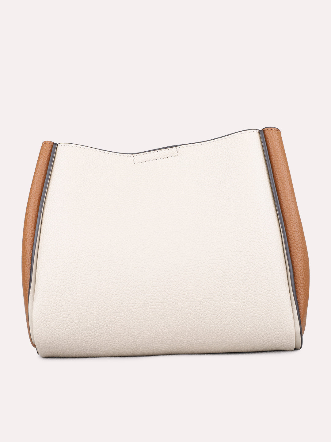 Womens Beige Shoulder Bag With Zipper Lock For Party