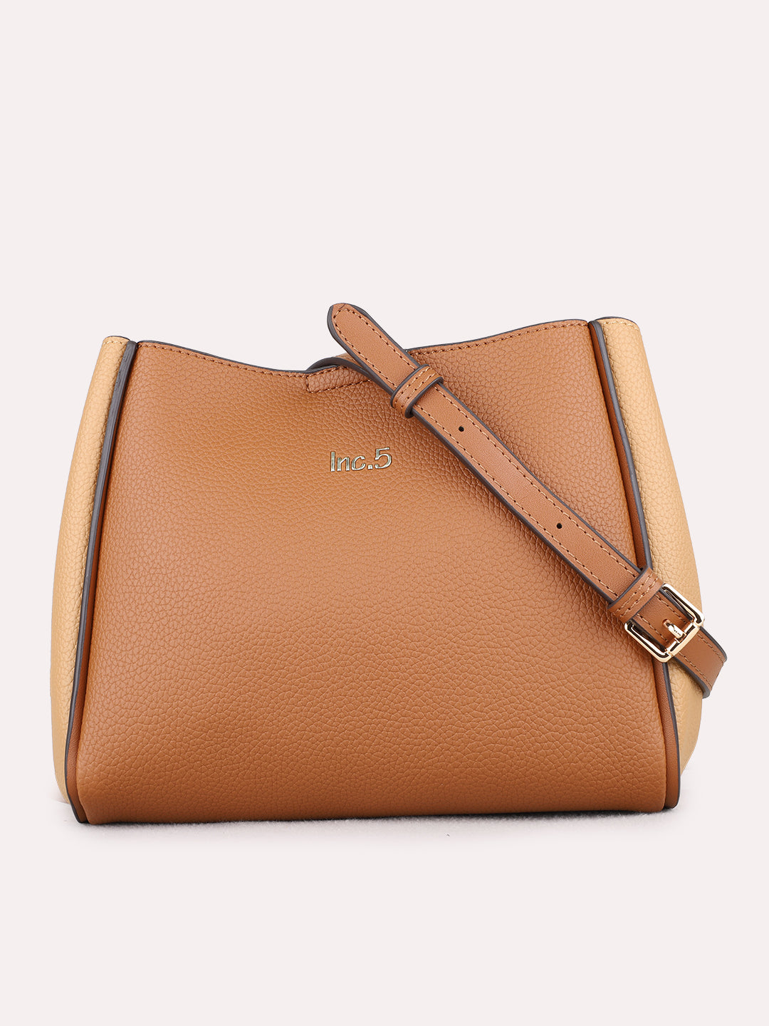 Womens Brown Shoulder Bag With Zipper Lock For Party Use