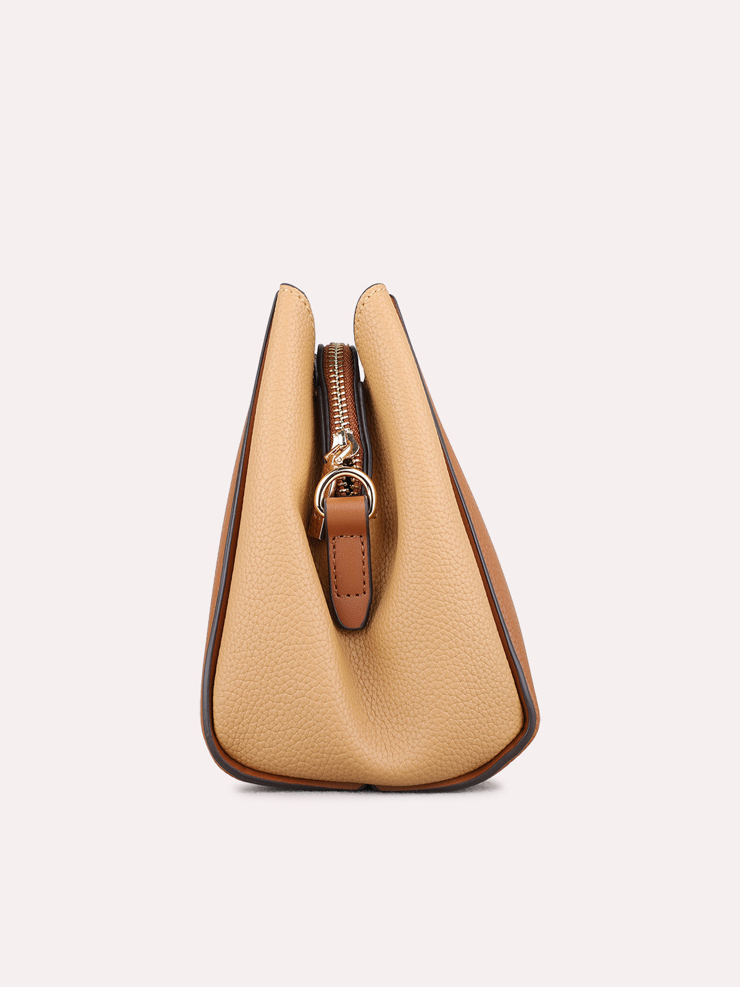 Womens Brown Shoulder Bag With Zipper Lock For Party Use