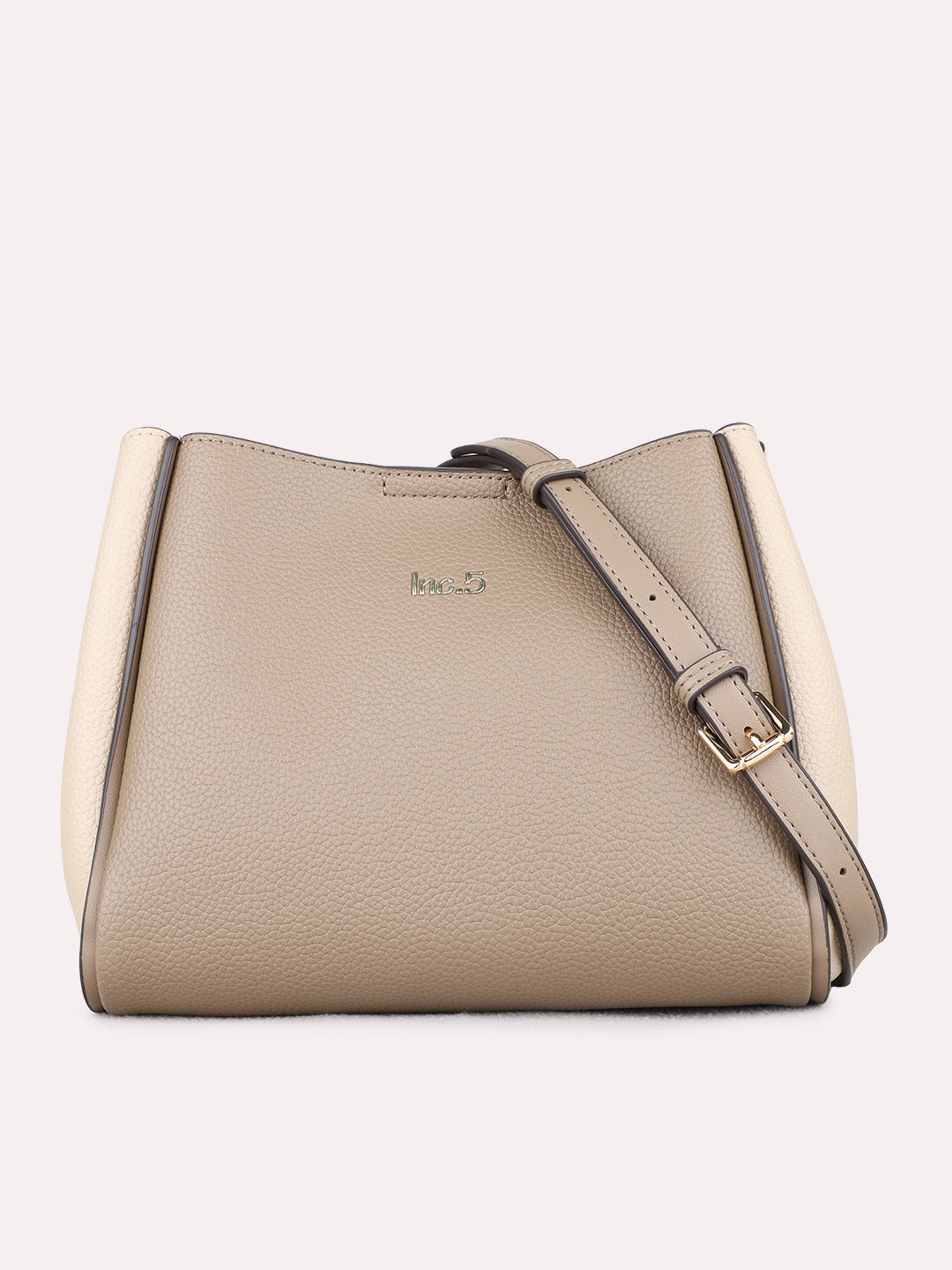 Womens Taupe Shoulder Bag With Zipper Lock For Party Use