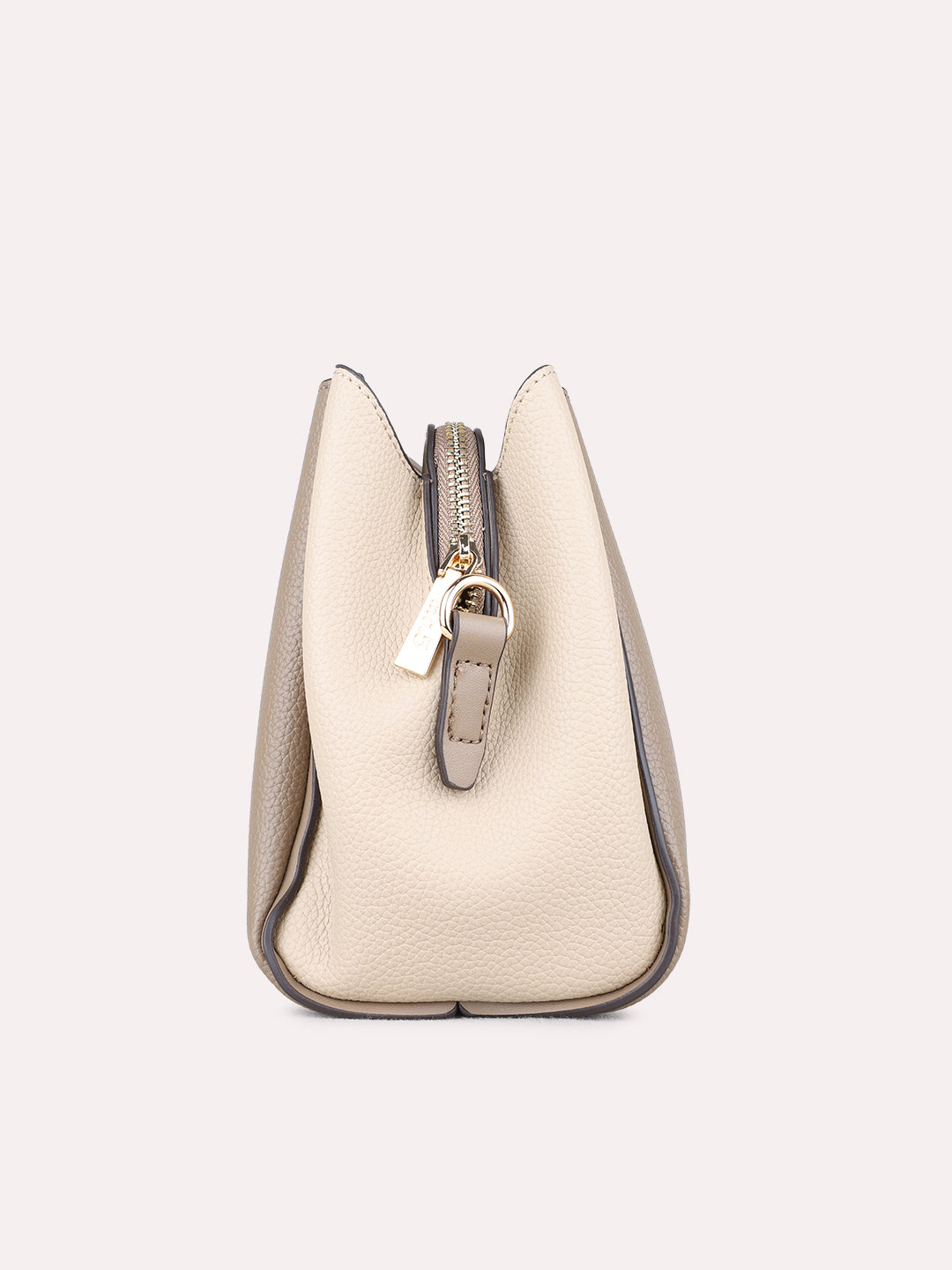 Womens Taupe Shoulder Bag With Zipper Lock For Party Use