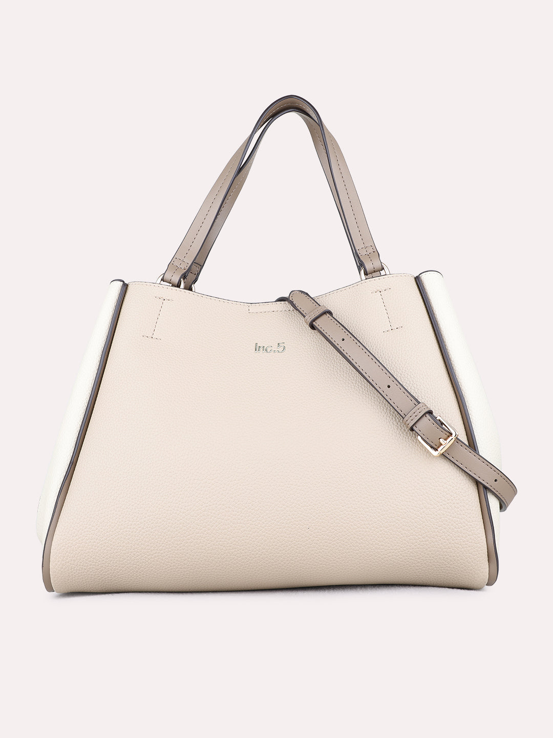 Womens Beige Shoulder Bag With Zipper Lock For Party Use