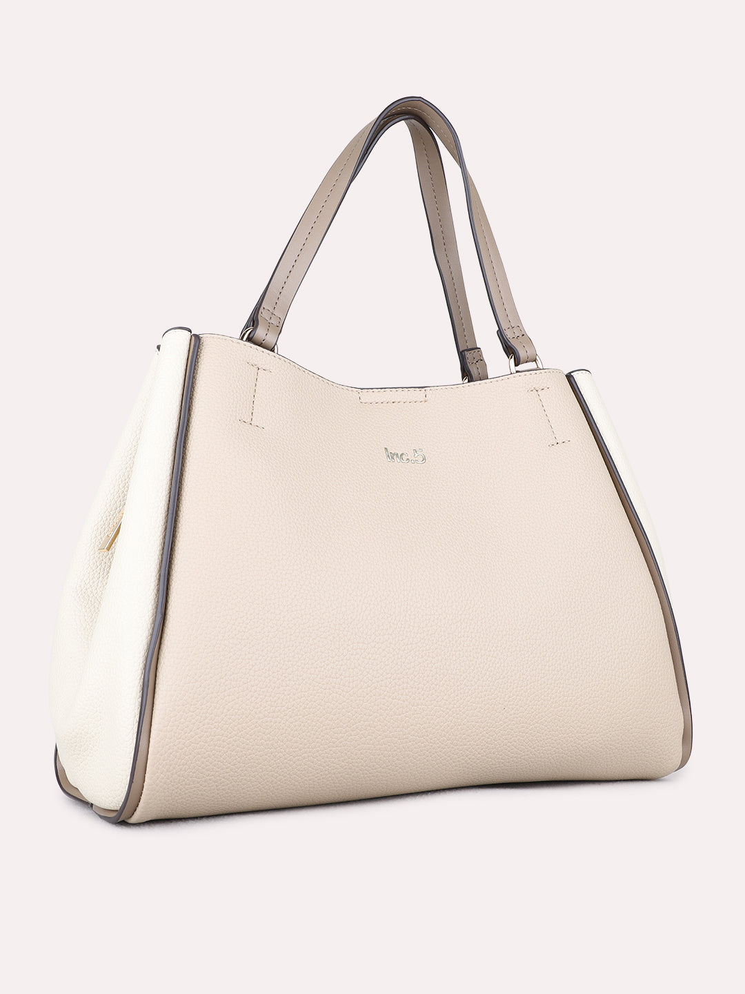 Womens Beige Shoulder Bag With Zipper Lock For Party Use