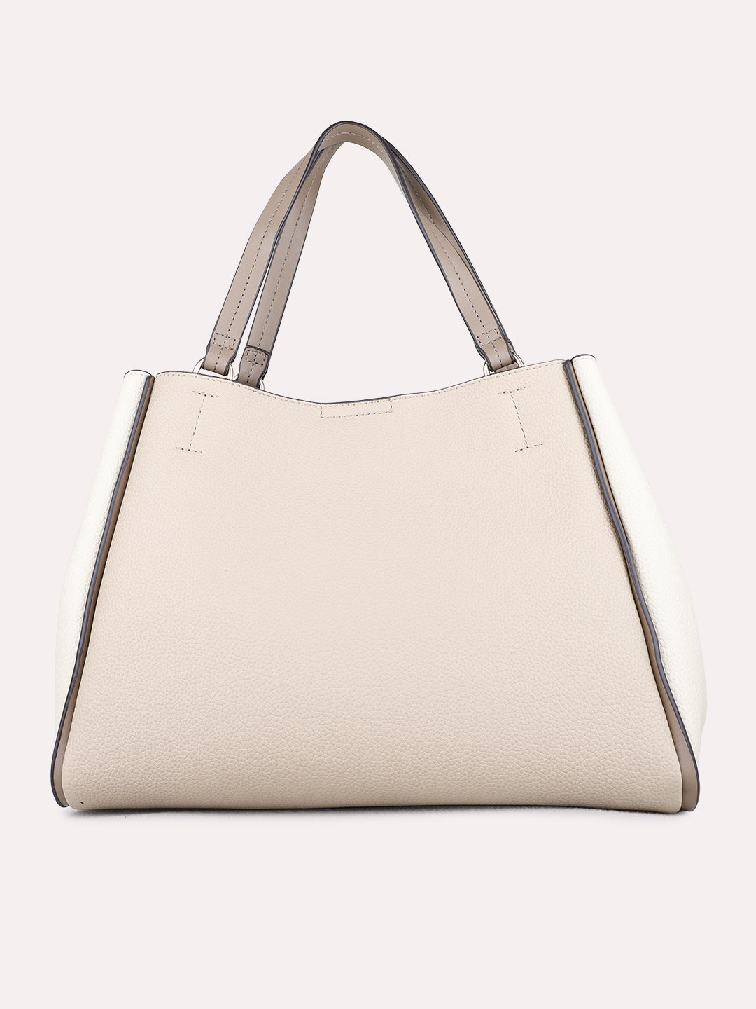 Womens Beige Shoulder Bag With Zipper Lock For Party Use