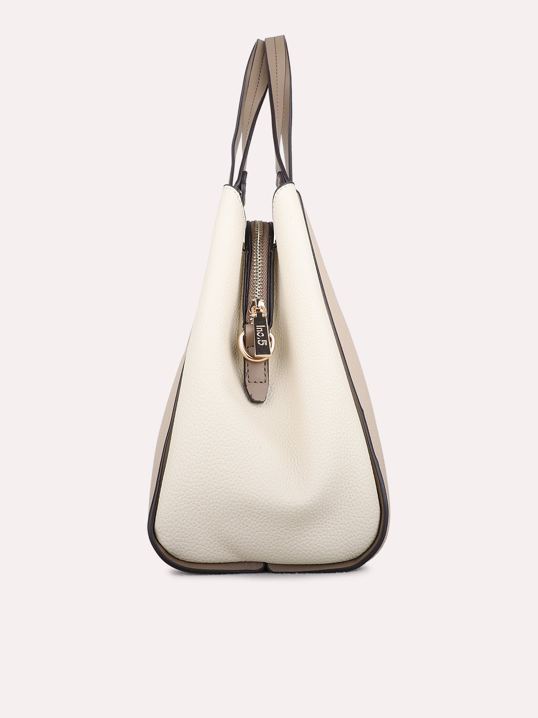 Womens Beige Shoulder Bag With Zipper Lock For Party Use