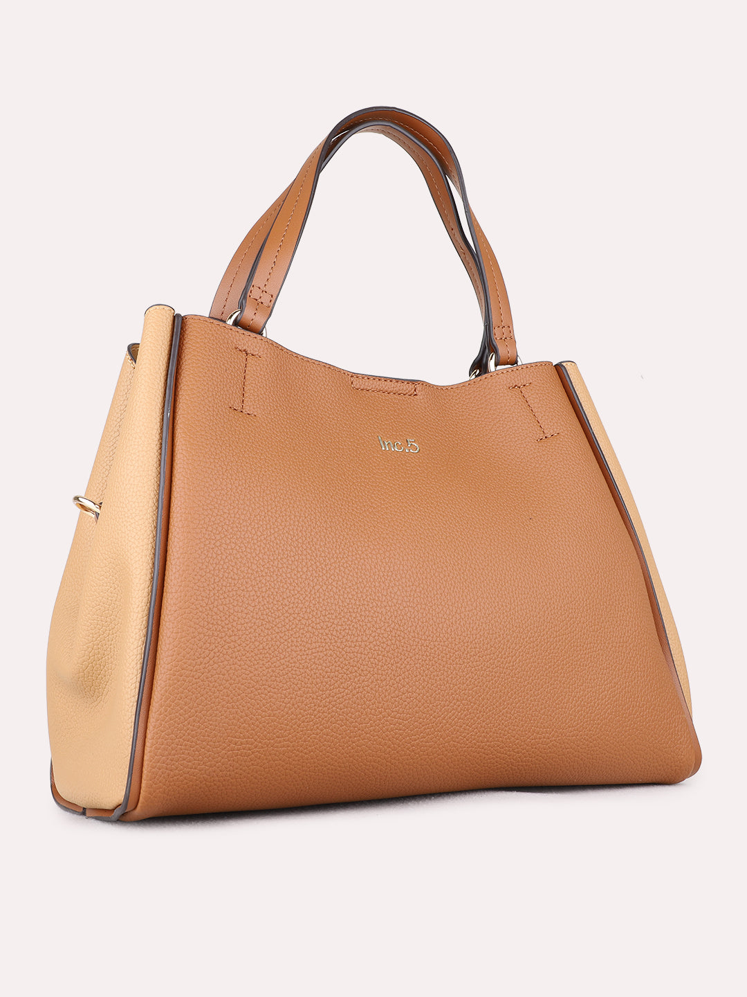 Womens Tan Shoulder Bag With Zipper Lock For Party Use