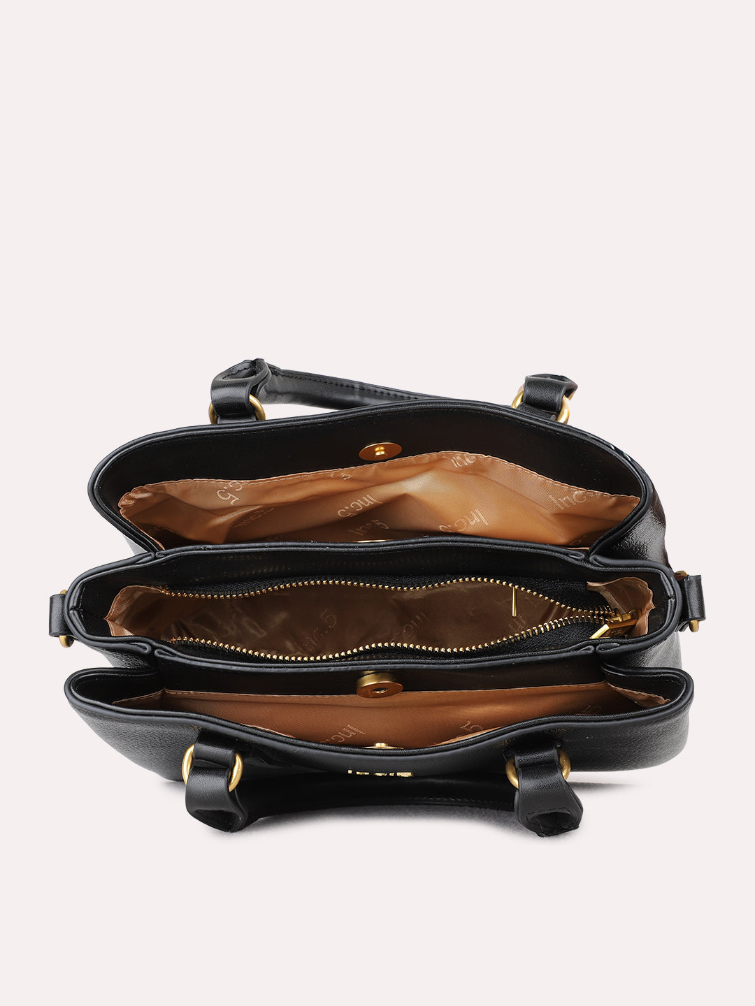 Womens Black Handbag With Zipper Lock For Party Use