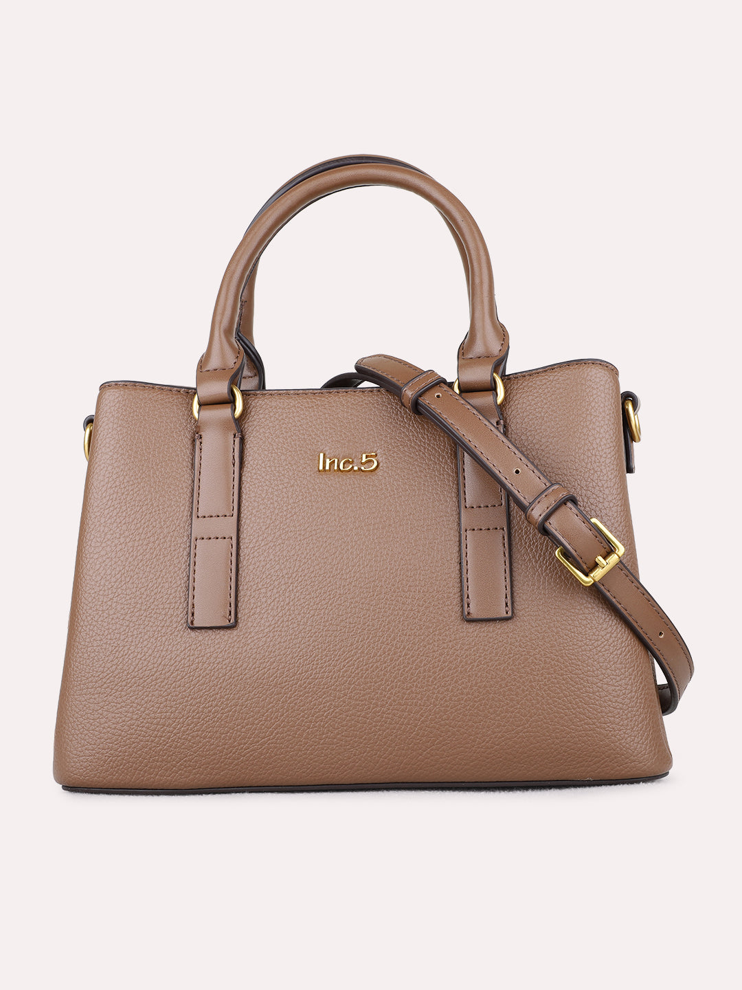 Womens Brown Handbag With Zipper Lock For Party Use