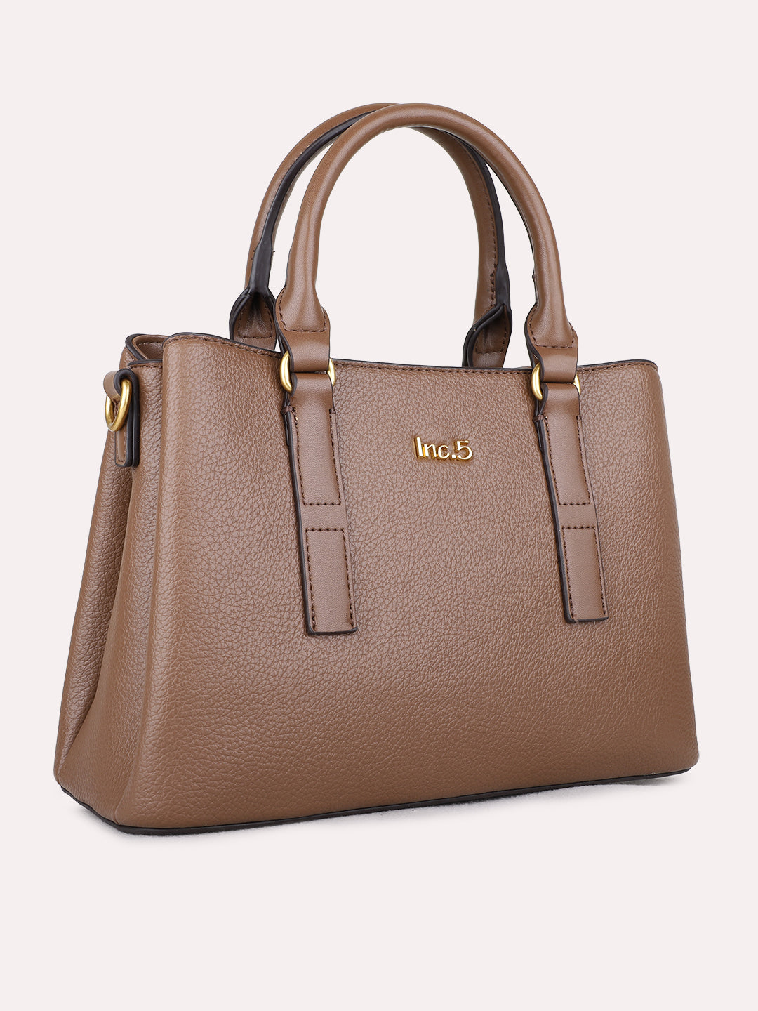 Womens Brown Handbag With Zipper Lock For Party Use