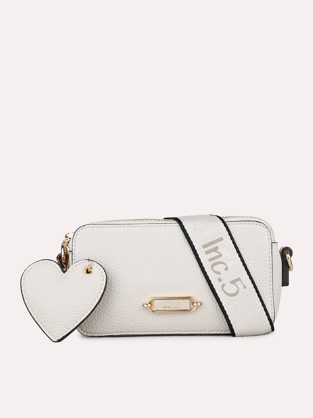 Womens Beige Sling Bag With Zipper Lock For Party Use