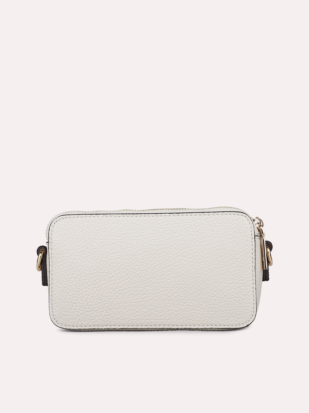 Womens Beige Sling Bag With Zipper Lock For Party Use