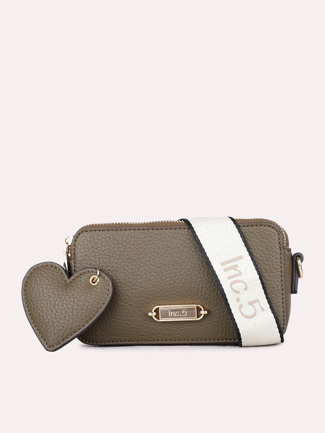 Womens Green Sling Bag With Zipper Lock For Party Use