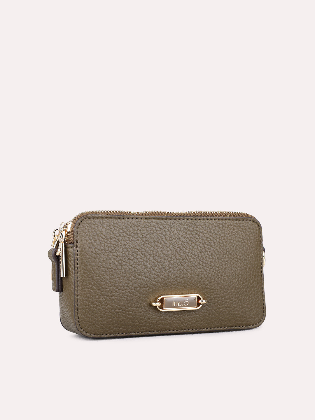 Womens Green Sling Bag With Zipper Lock For Party Use