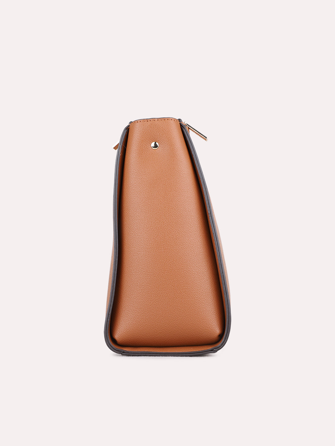Womens Tan Shoulder Bag With Zip Lock For Casual