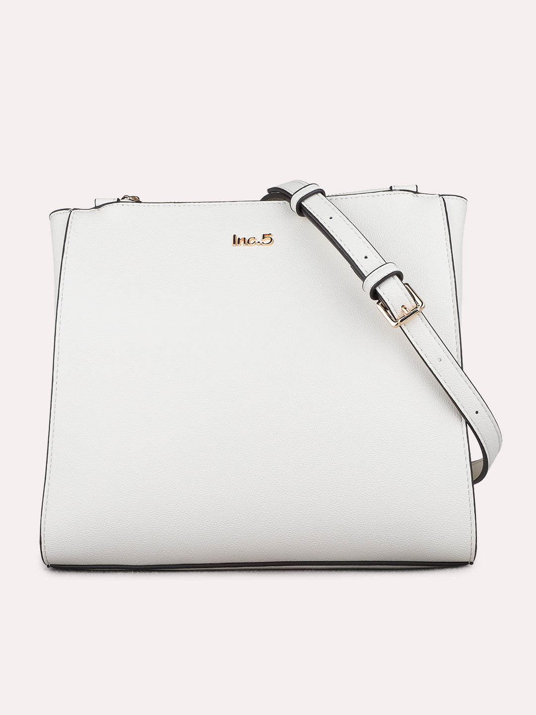 Womens White Shoulder Bag With Zip Lock For Casual