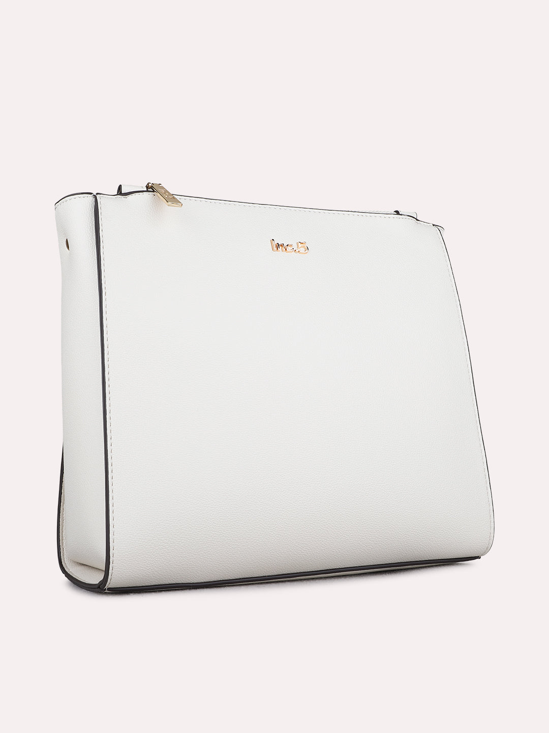 Womens White Shoulder Bag With Zip Lock For Casual