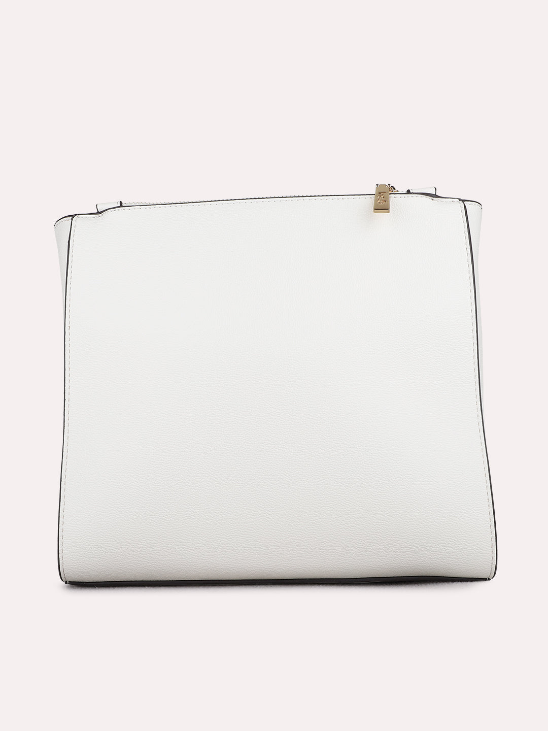 Womens White Shoulder Bag With Zip Lock For Casual