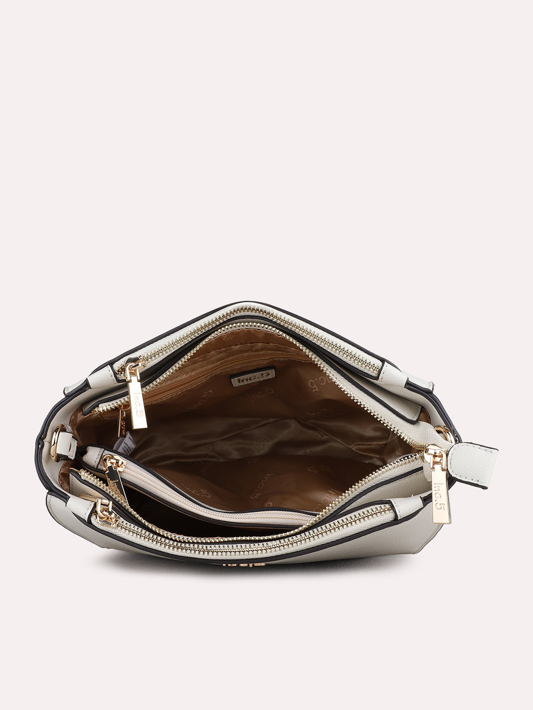 Womens White Shoulder Bag With Zip Lock For Casual