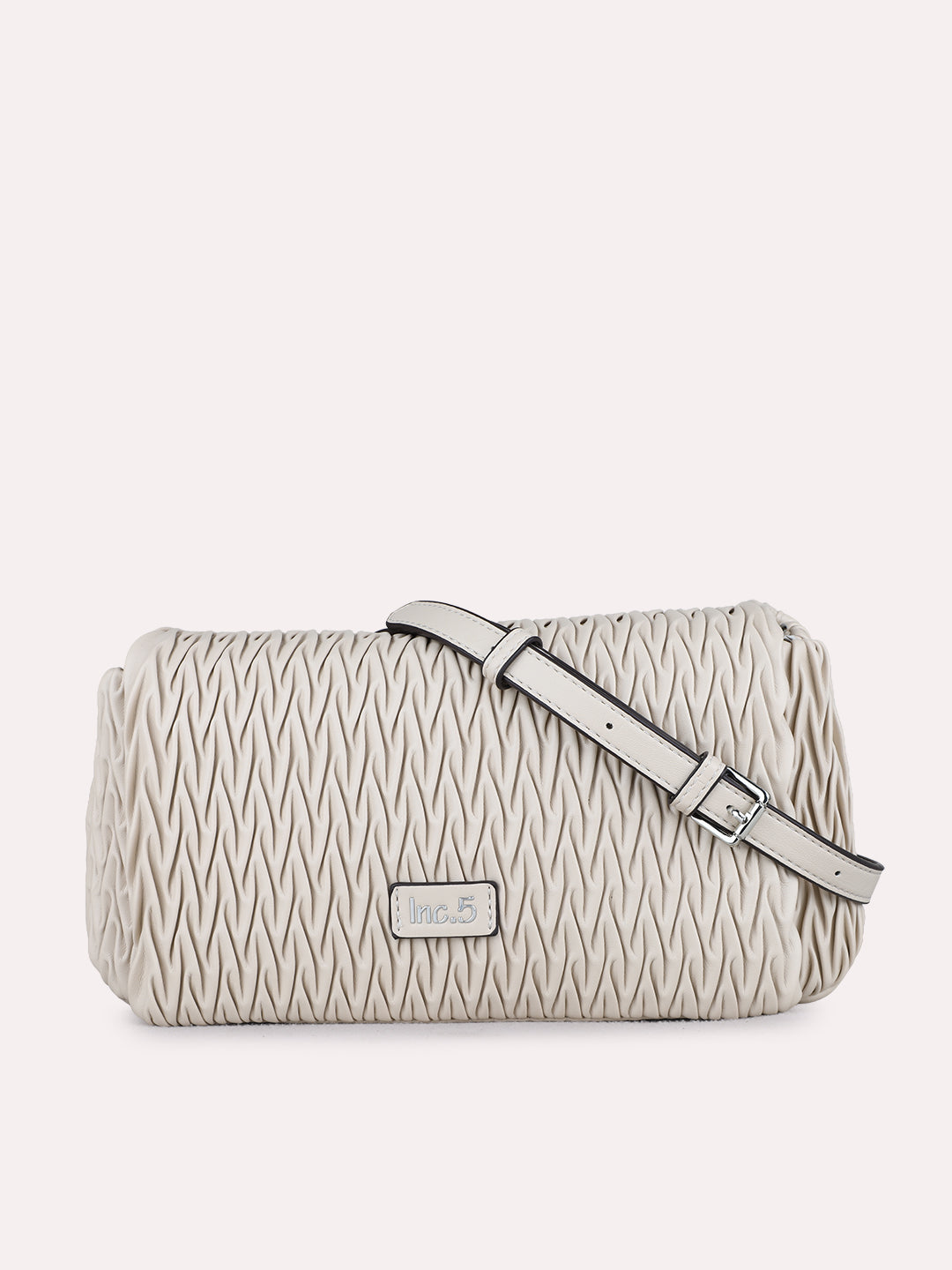 Womens Beige Shoulder Bag With Magnet Button Lock For Party