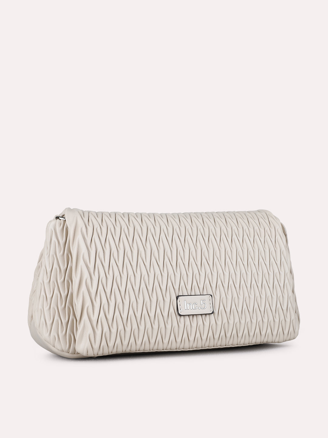 Womens Beige Shoulder Bag With Magnet Button Lock For Party