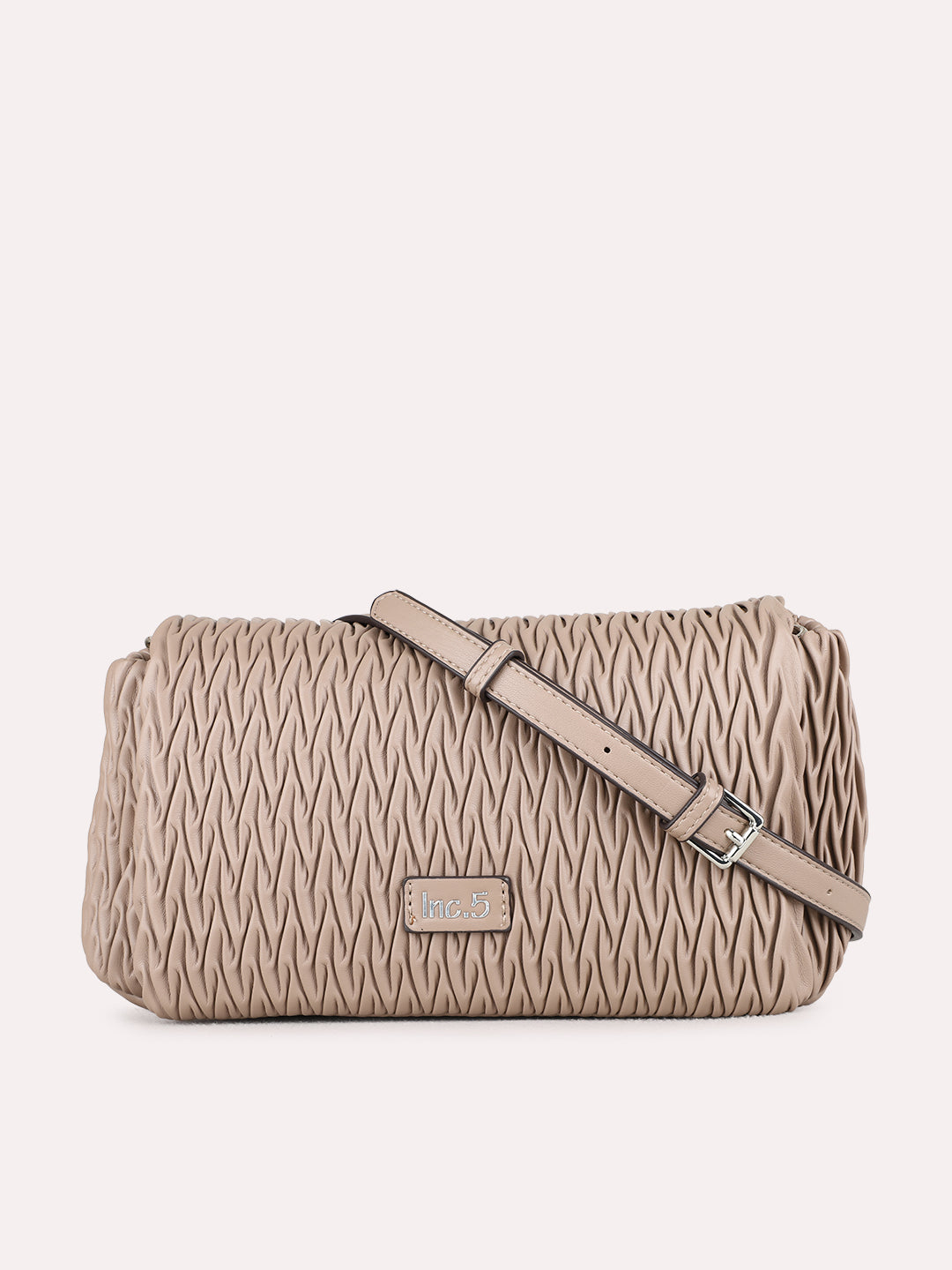 Womens Taupe Shoulder Bag With Magnet Lock For Party