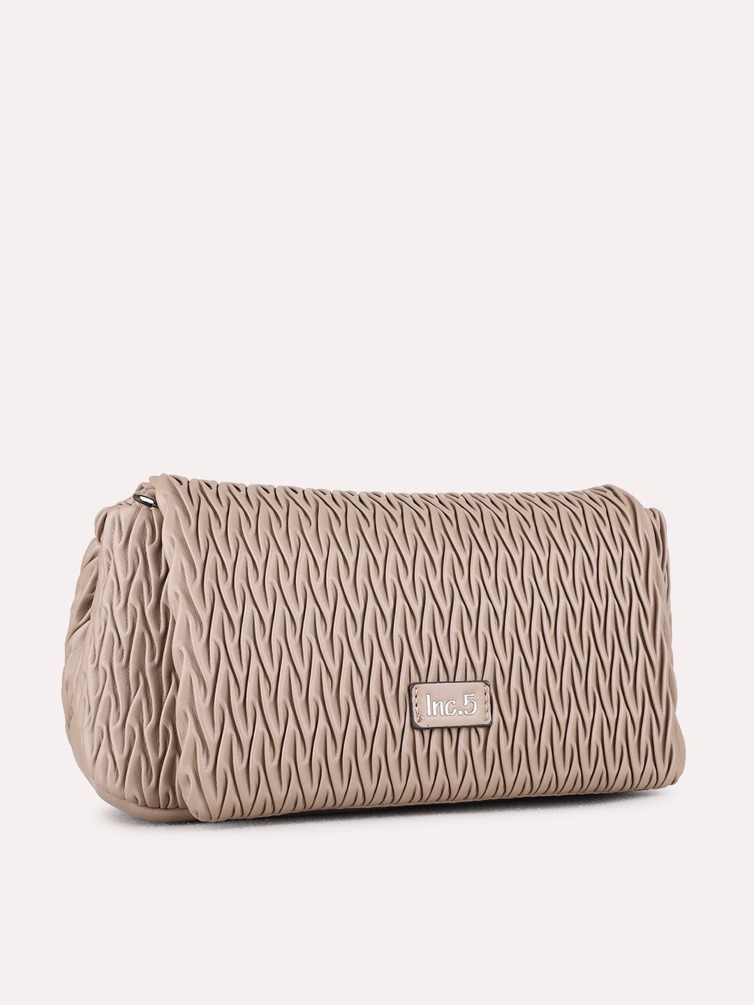 Womens Taupe Shoulder Bag With Magnet Lock For Party
