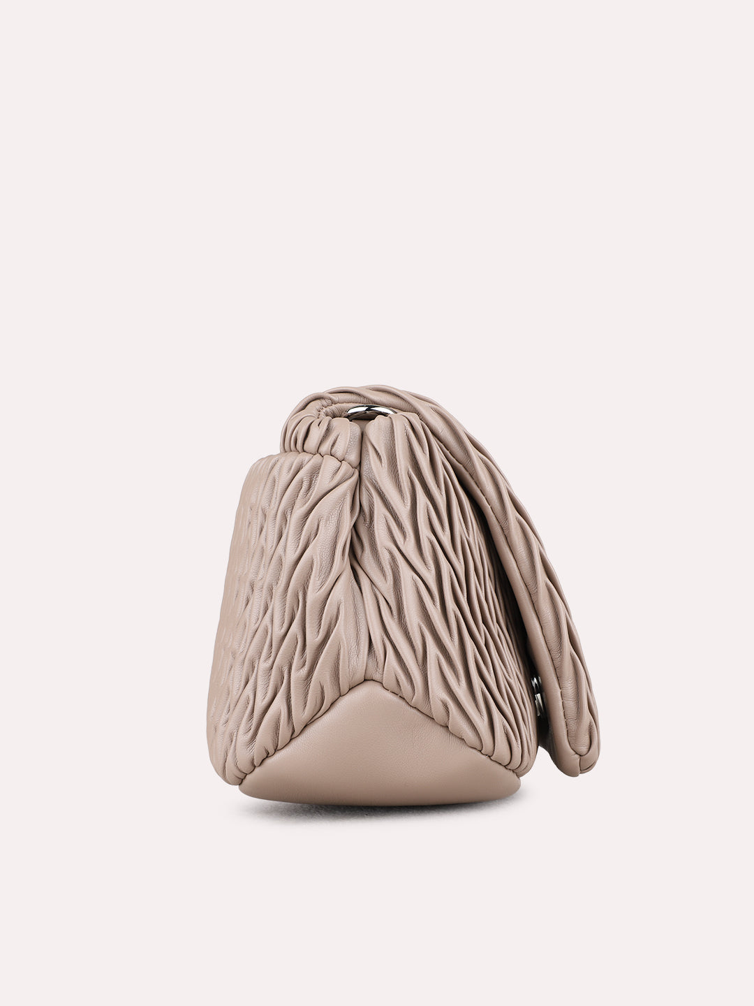 Womens Taupe Shoulder Bag With Magnet Lock For Party