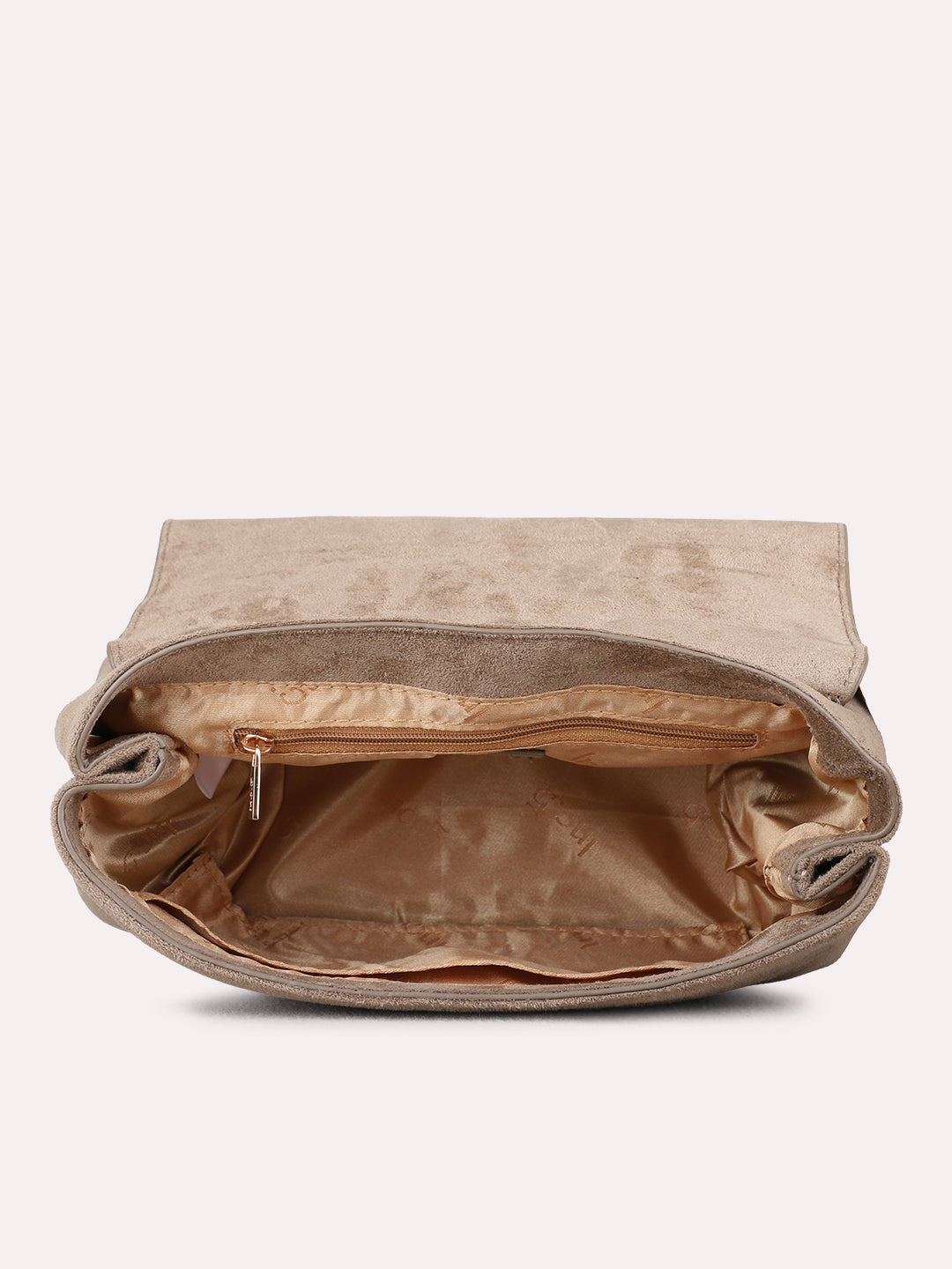 Womens Beige Handbag With Magnet Button Lock For Party