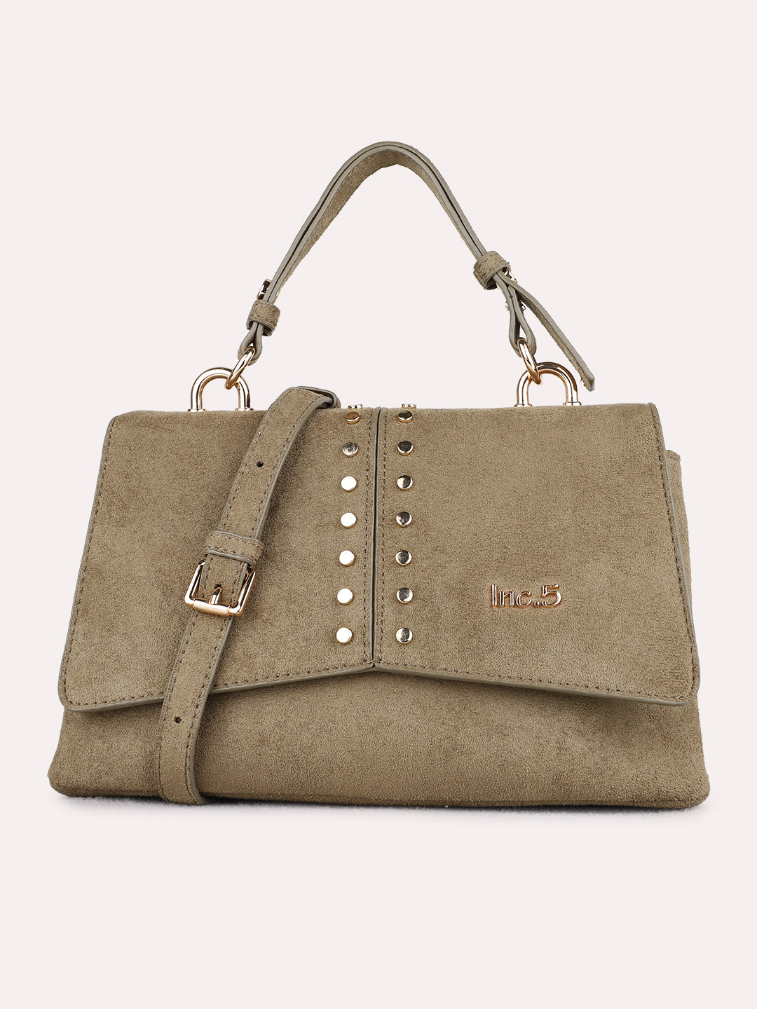 Womens Green Handbag With Magnet Button Lock For Party