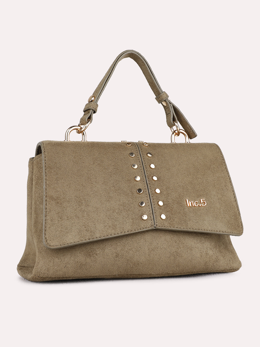 Womens Green Handbag With Magnet Button Lock For Party