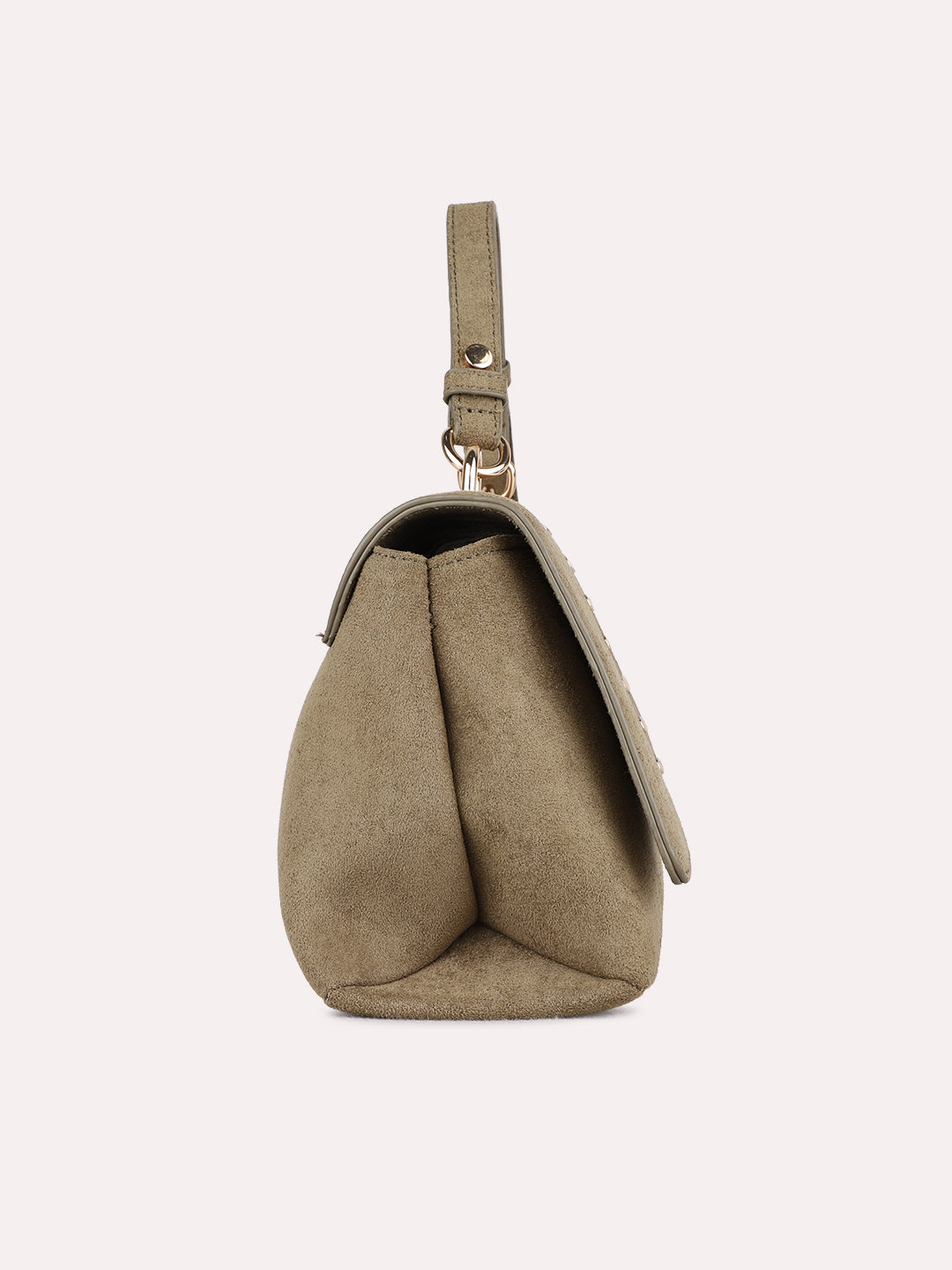 Womens Green Handbag With Magnet Button Lock For Party