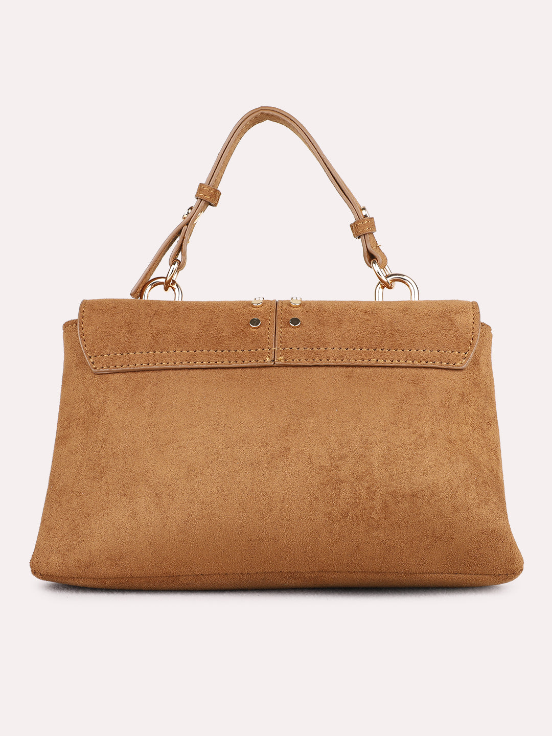 Womens Tan Handbag With Magnet Button Lock For Party