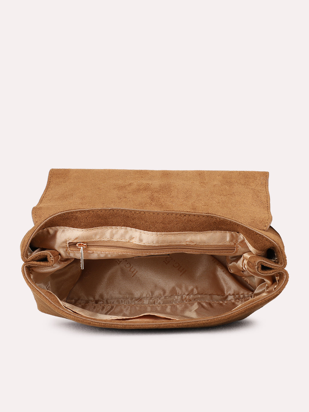 Womens Tan Handbag With Magnet Button Lock For Party