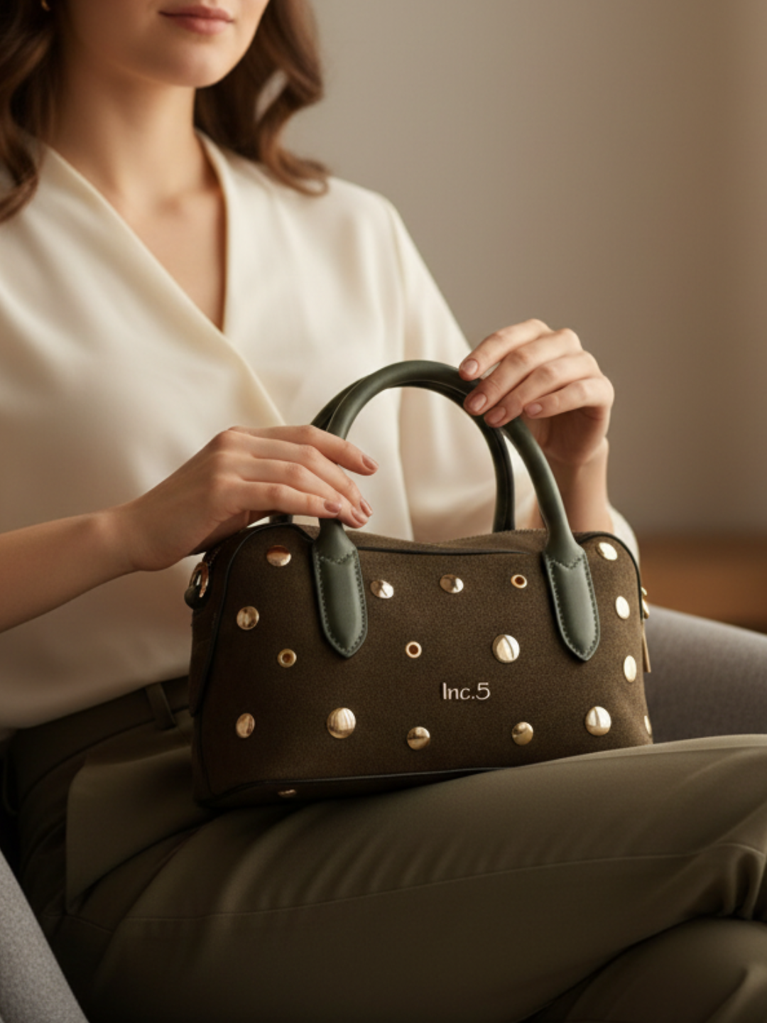 Womens Green Handbag With Zip Lock For Party