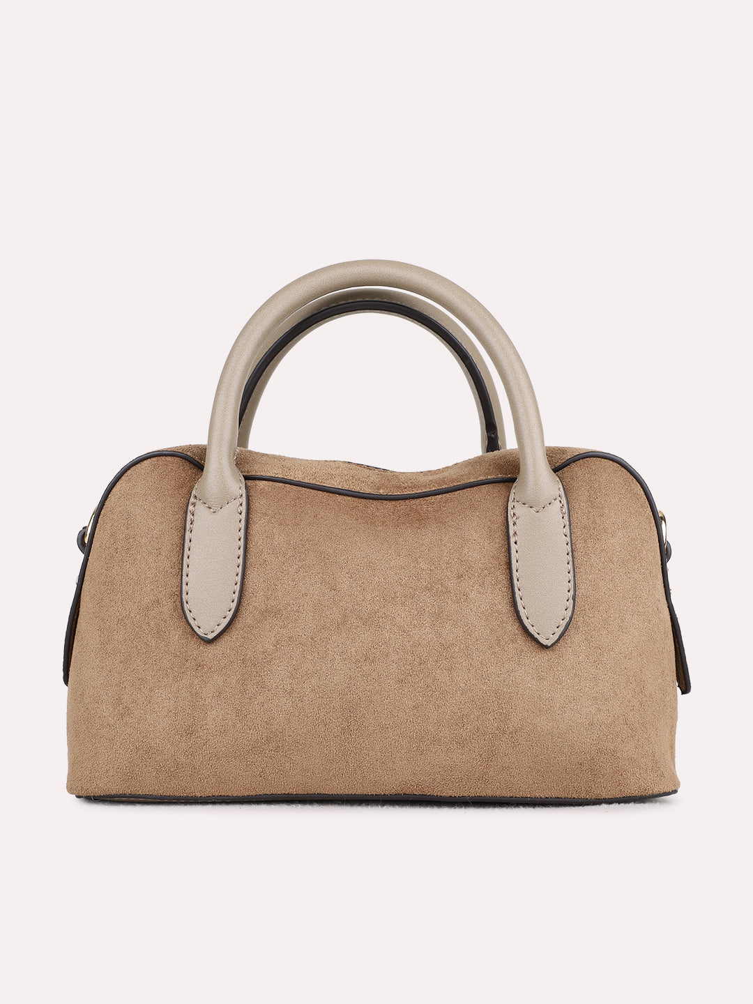 Womens Taupe Handbag With Zip Lock For Party