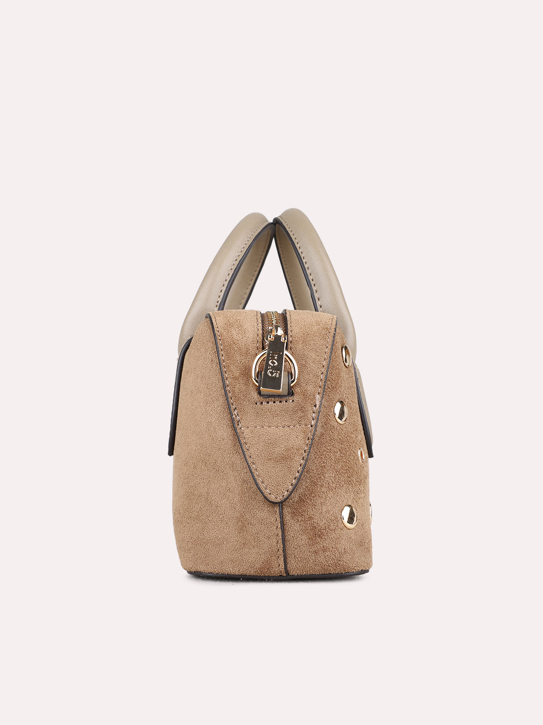 Womens Taupe Handbag With Zip Lock For Party